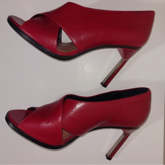 DEREK LAM Women's Leather Trey Stiletto 4" Heel Lipstick Red Size 7.5B EUC - Picture 4 of 16